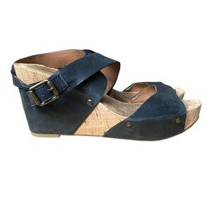 Lucky Brand Morgan Black Wedge Sandals Size 9 M
